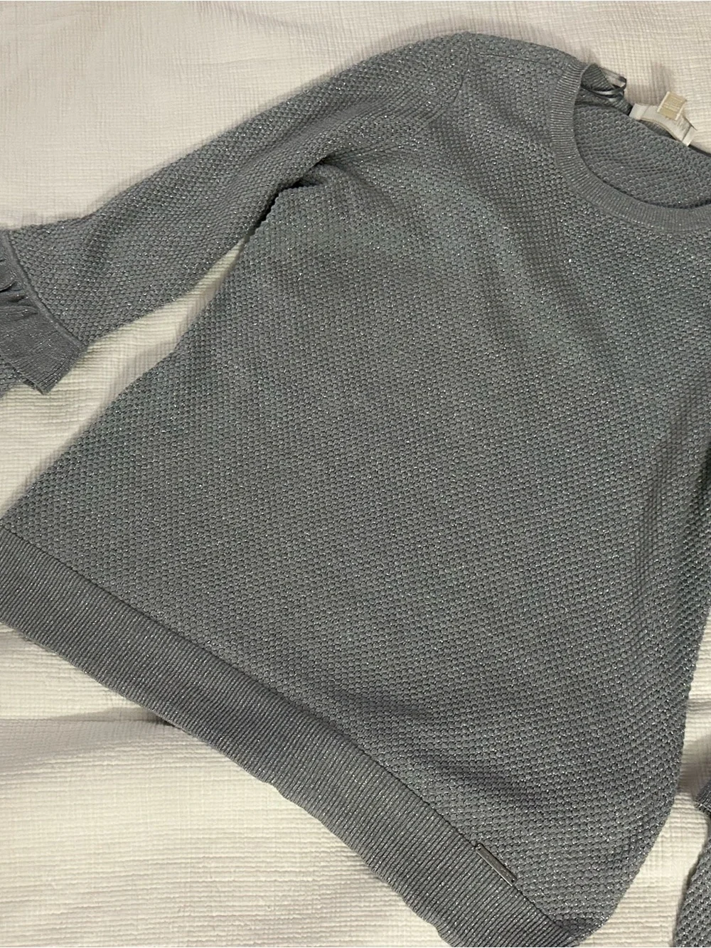 Michael Kors Gray Textured Knit Crewneck Sweater